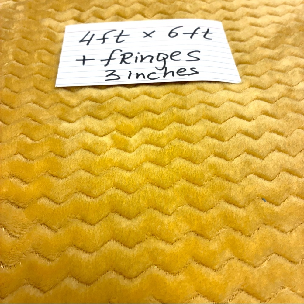 Yellow Textured Throw Blanket, 4’ x 6’ - Picture 4 of 4